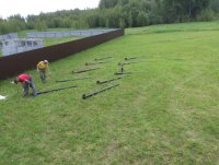 фундамент под каркасный двухэтажный дом 9х9 метров, 108 свая длиной 2,5 метра с оголовком без обвязки